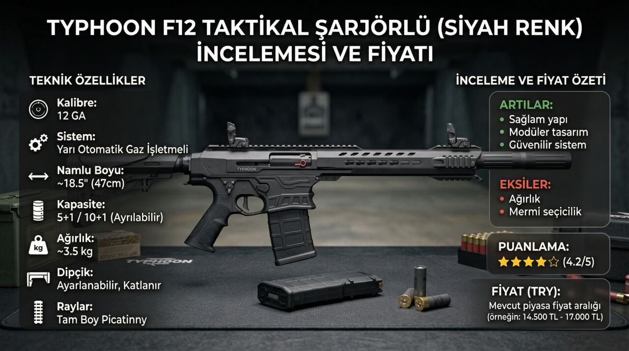 Typhoon F12 Taktikal Şarjörlü (Siyah Renk) İncelemesi ve Fiyatı