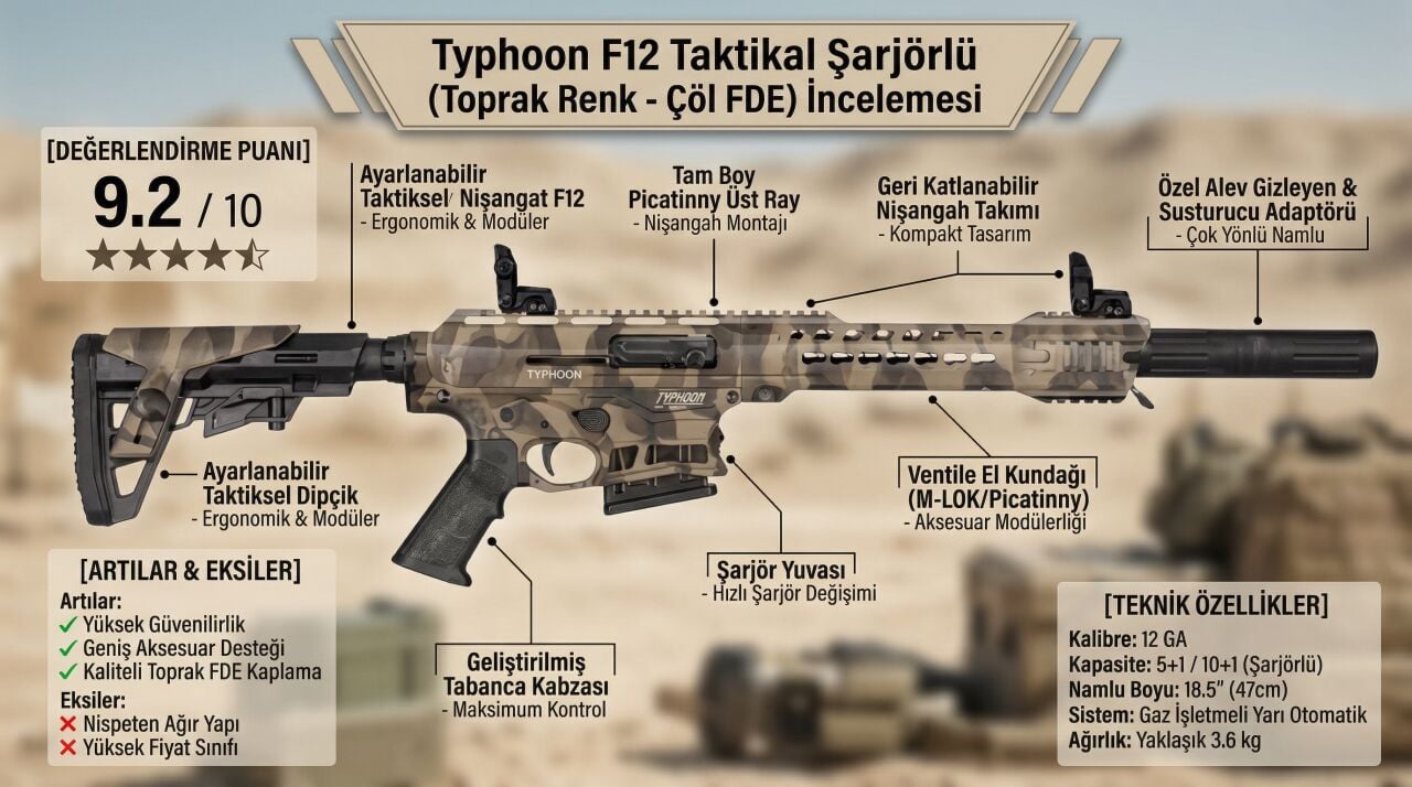 Typhoon F12 Taktikal Şarjörlü (Toprak Renk - Çöl FDE) İncelemesi