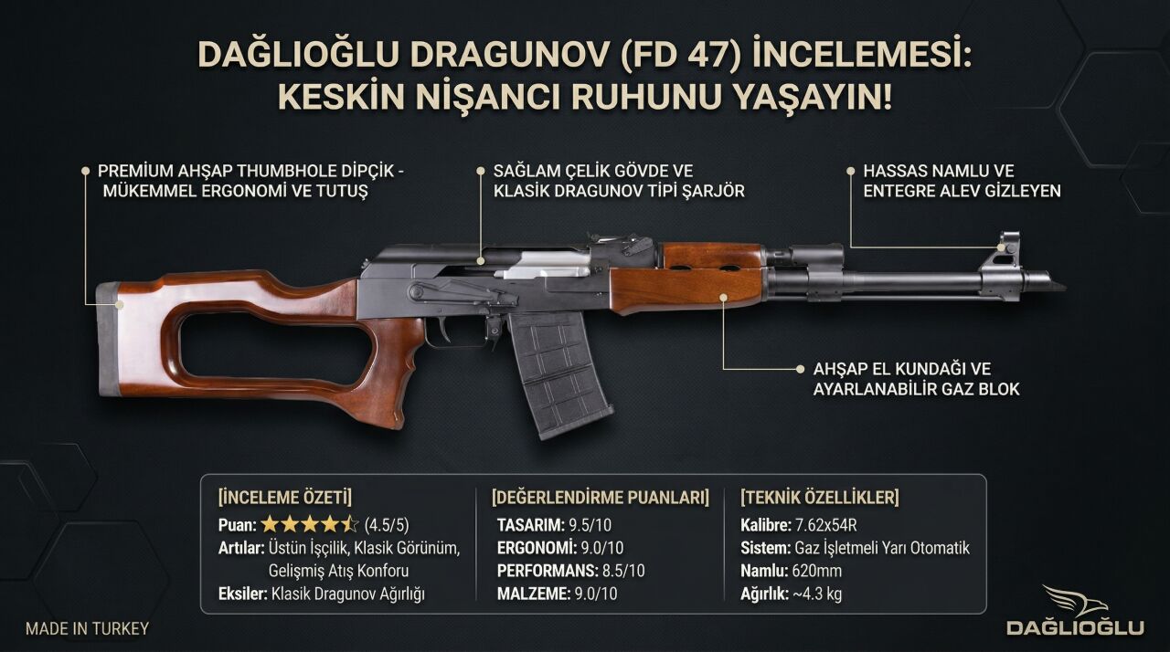 Dağlıoğlu Dragunov (FD 47) İncelemesi: Keskin Nişancı Ergonomisiyle Bir Yarı Otomatik