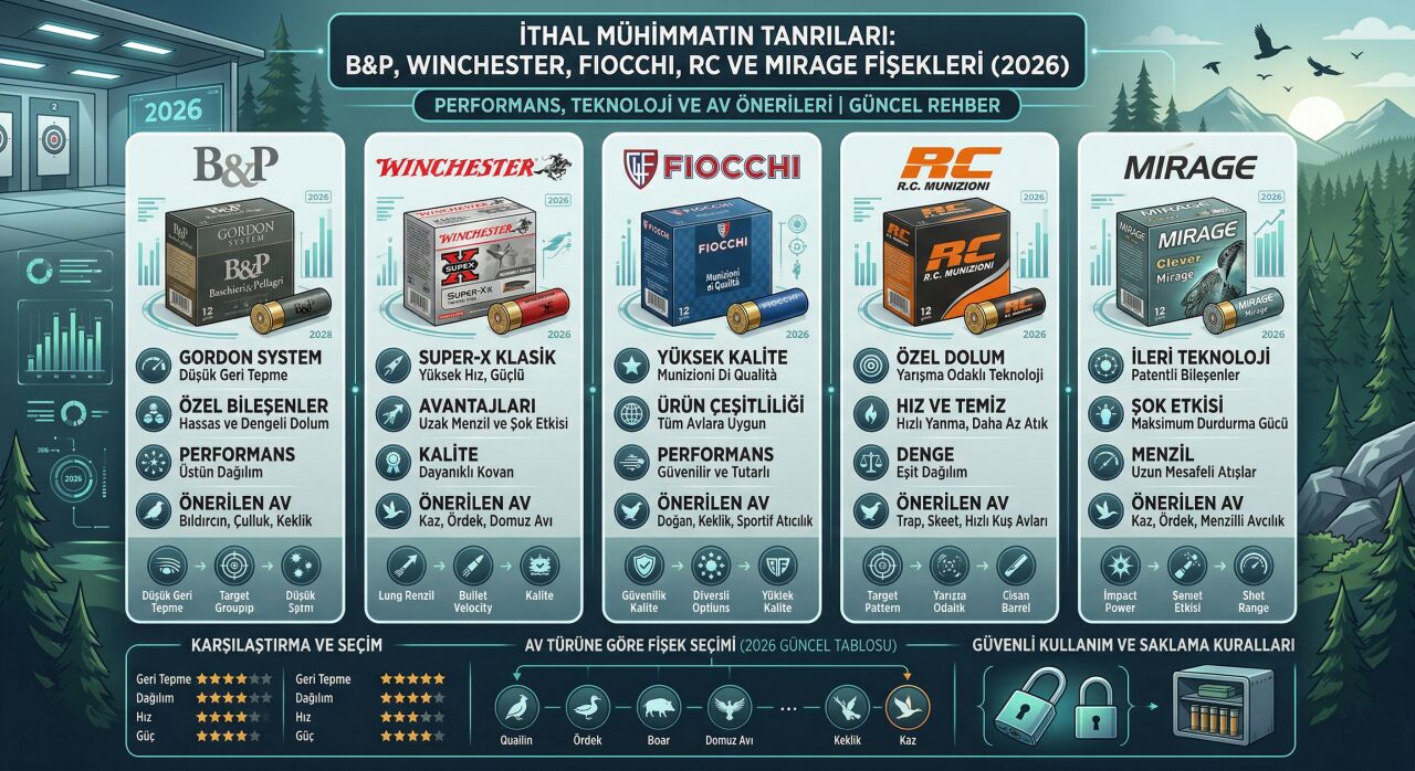 İthal av fişekleri B&P Winchester Fiocchi Prizma Av