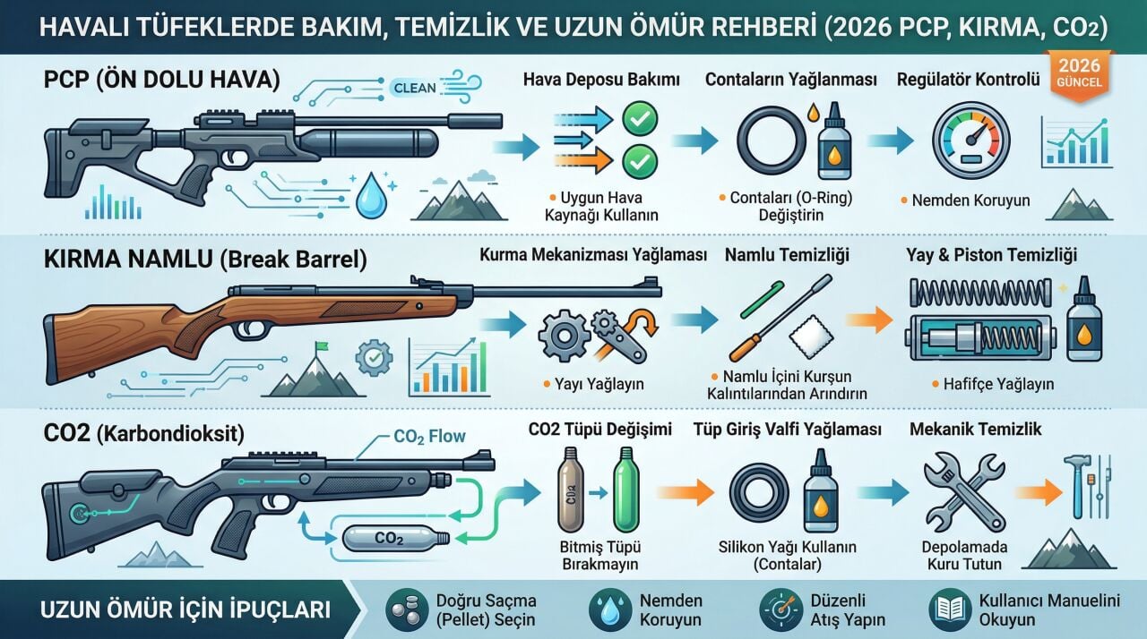 Havalı Tüfeklerde Bakım, Temizlik ve Uzun Ömür Rehberi (2026 PCP, Kırma, CO2)