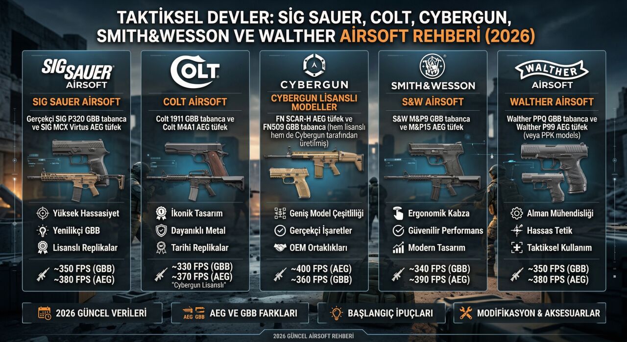 Taktiksel Devler: Sig Sauer, Colt, Cybergun, Smith&Wesson ve Walther Airsoft Rehberi (2026)