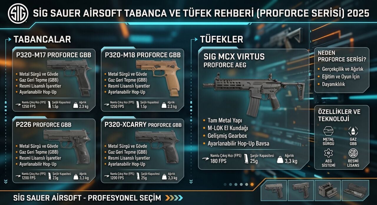 Sig Sauer Airsoft Tabanca ve Tüfek Rehberi (ProForce Serisi) 2026