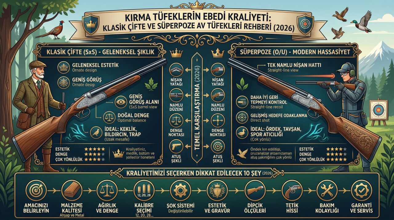 Süperpoze ve Çifte av tüfeği modelleri Prizma Av