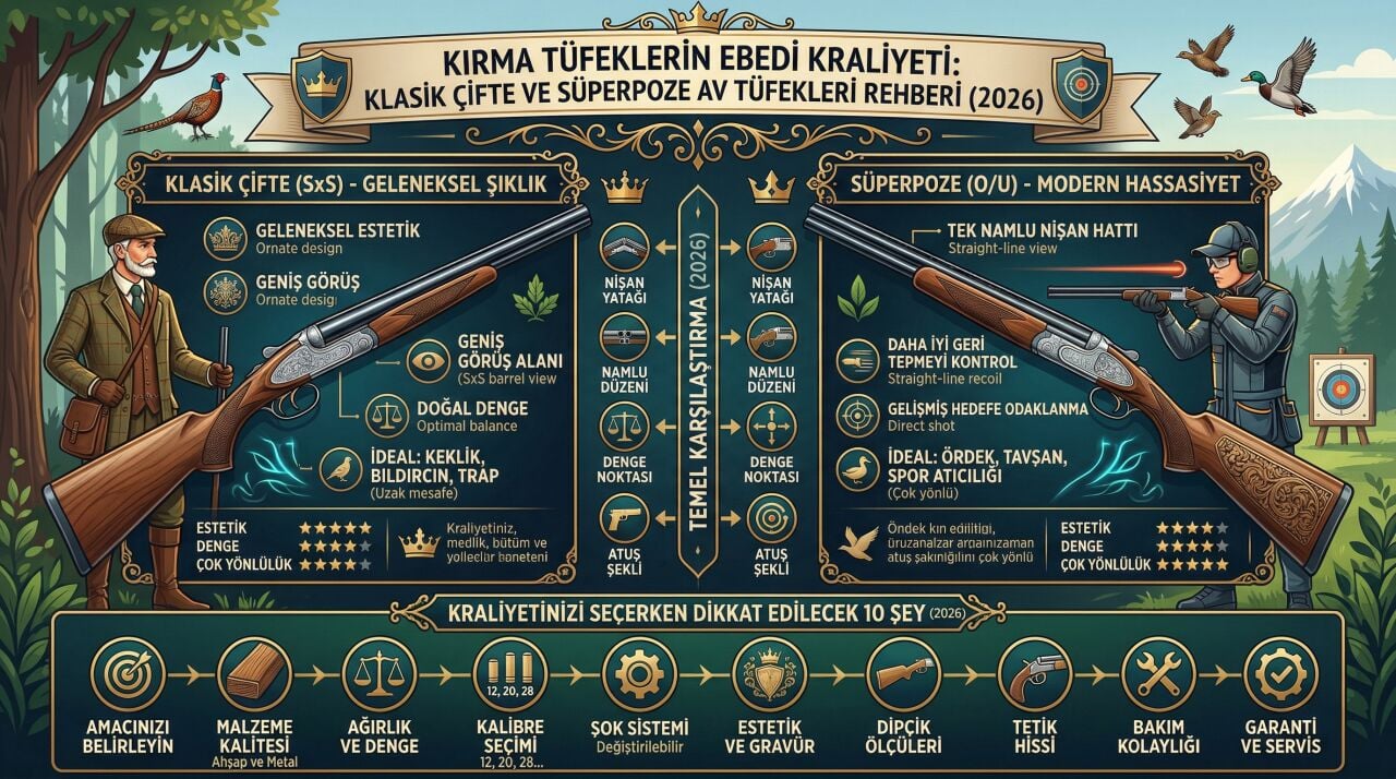 Kırma Tüfeklerin Ebedi Kraliyeti: Klasik Çifte ve Süperpoze Av Tüfekleri Rehberi (2026)