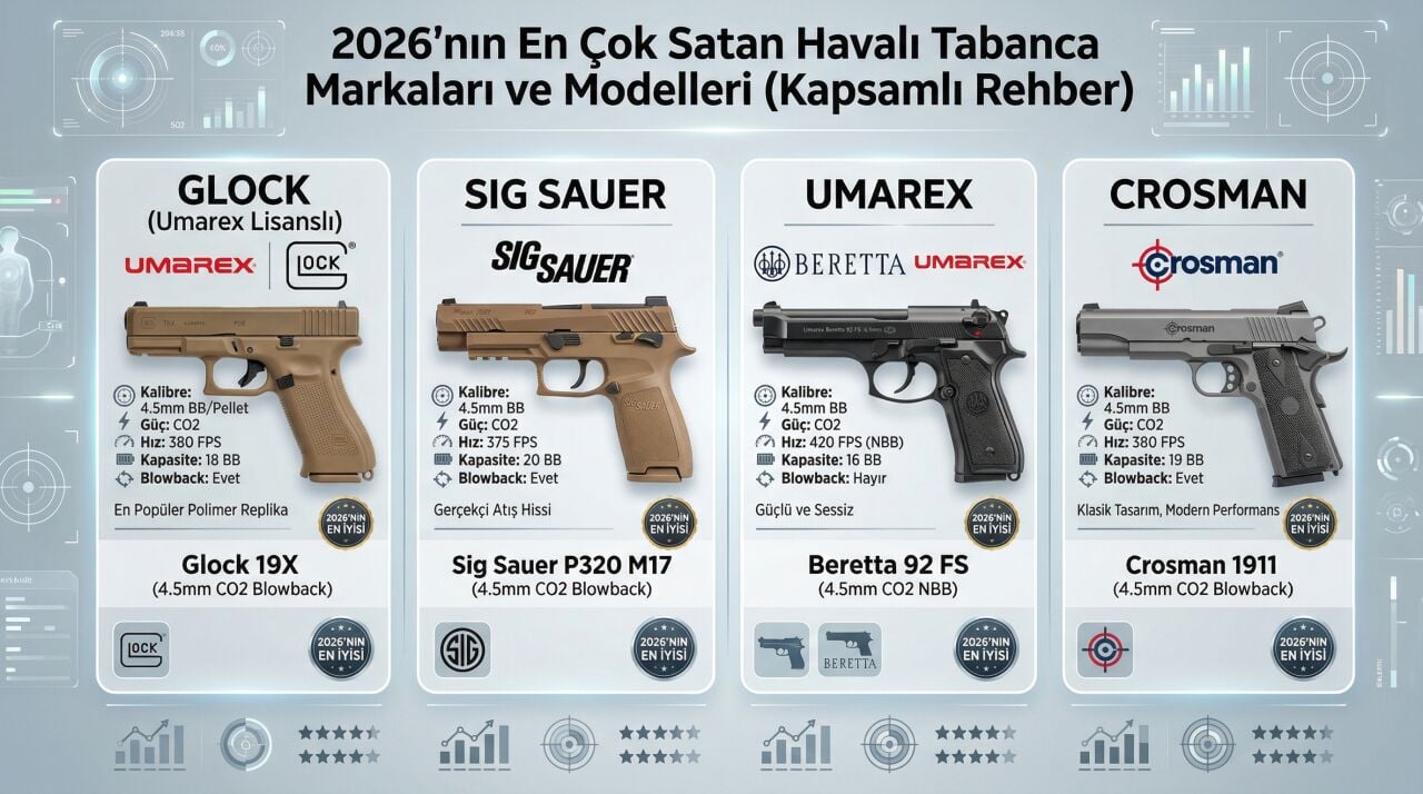 2026'nın En Çok Satan Havalı Tabanca Markaları ve Modelleri (Kapsamlı Rehber)
