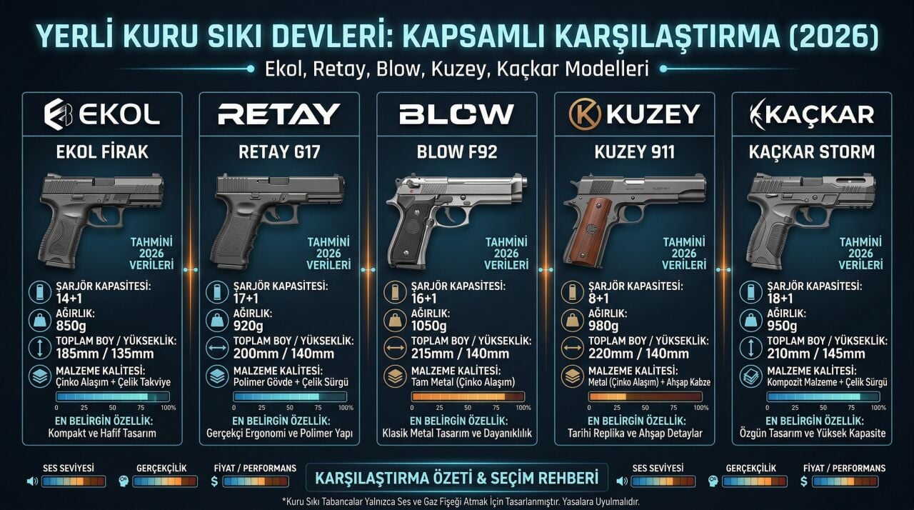 Yerli Kuru Sıkı Devleri: Ekol, Retay, Blow, Kuzey ve Kaçkar Modelleri Kapsamlı Karşılaştırması (2026)
