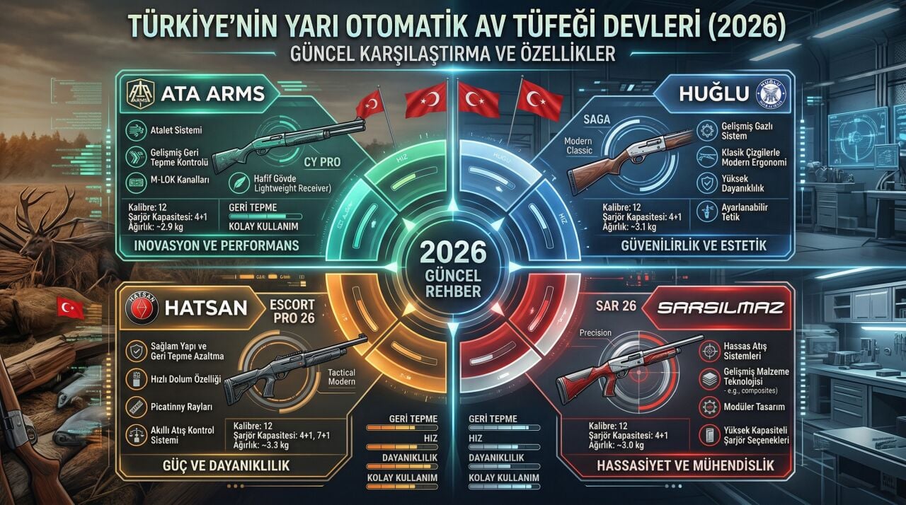 Türkiye'nin Yarı Otomatik Av Tüfeği Devleri: Ata Arms, Huğlu, Hatsan ve Sarsılmaz (2026)