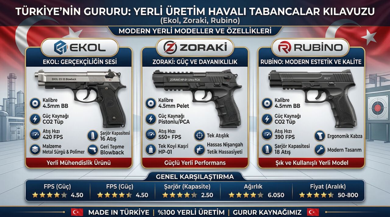 Türkiye'nin Gururu: Yerli Üretim Havalı Tabancalar Kılavuzu (Ekol, Zoraki, Rubino)