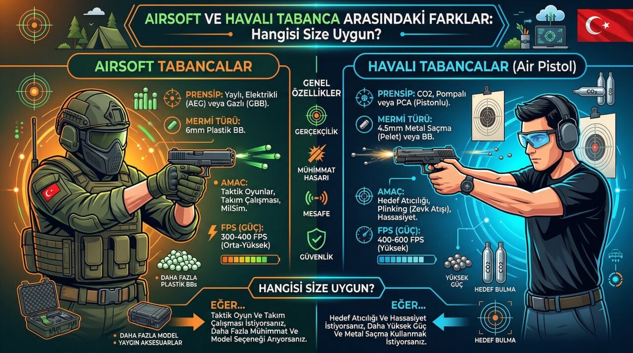 Airsoft ve Havalı Tabanca Arasındaki Farklar: Hangisi Size Uygun?