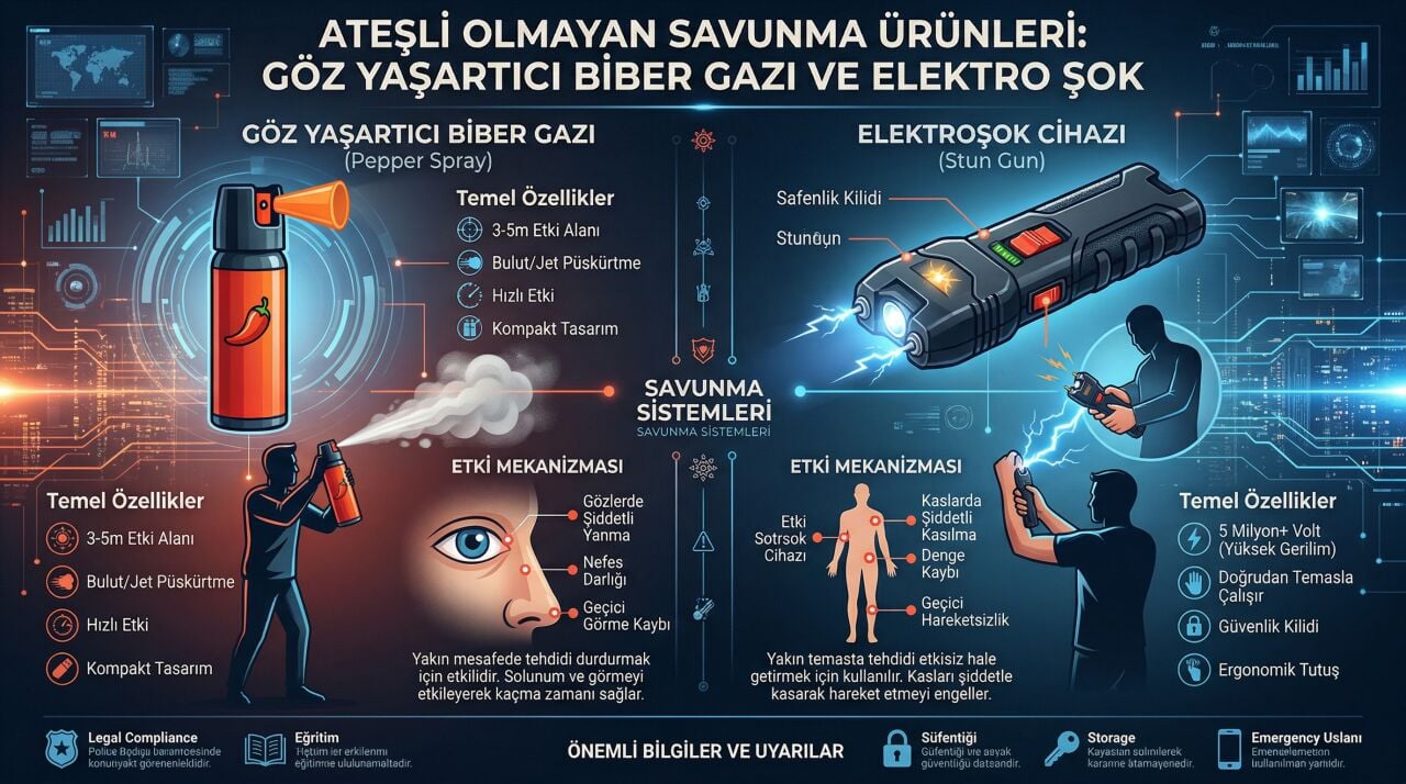 Ateşli Olmayan Savunma Ürünleri: Göz Yaşartıcı Biber Gazı ve Elektro Şok