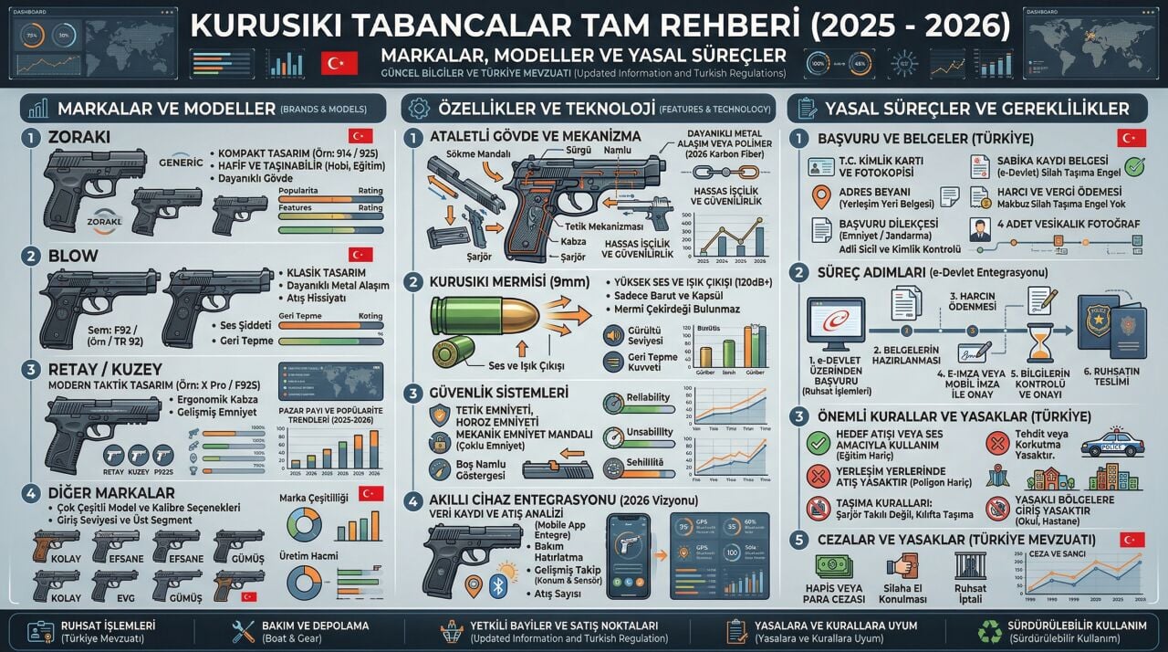 Kurusıkı Tabancalar Tam Rehberi: Markalar, Modeller ve Yasal Süreçler (2026)