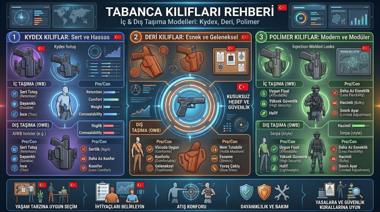 Tabanca Kılıfları Rehberi: Kydex, Deri ve Polimer (İç & Dış Taşıma Modelleri)