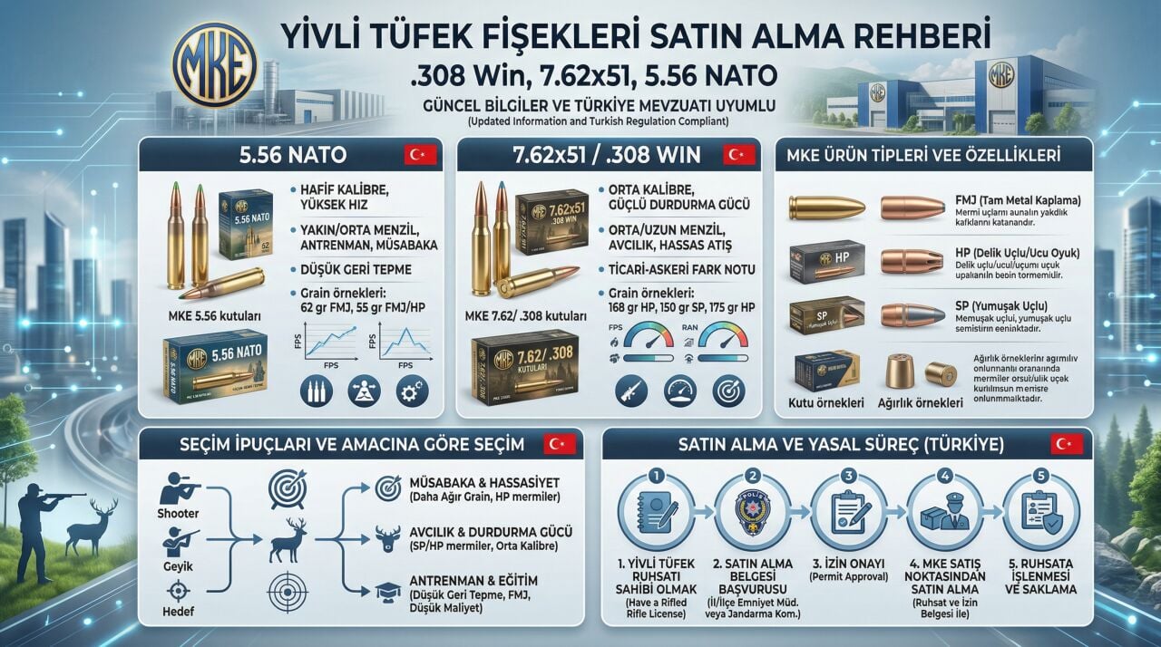 MKE Yivli Tüfek Fişekleri (.308 Win, 7.62x51, 5.56 Nato) Satın Alma Rehberiniz