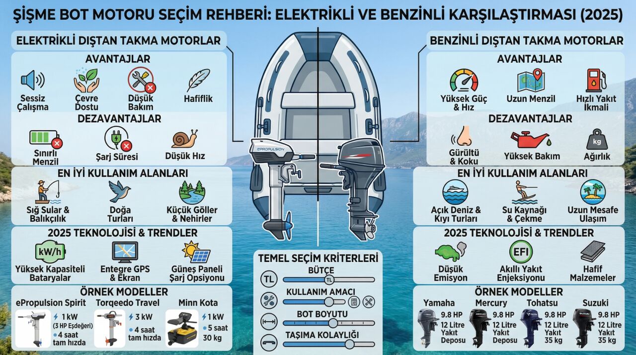 Şişme Bot Motoru Nasıl Seçilir? Elektrikli mi, Benzinli mi? (2026 Rehberi)