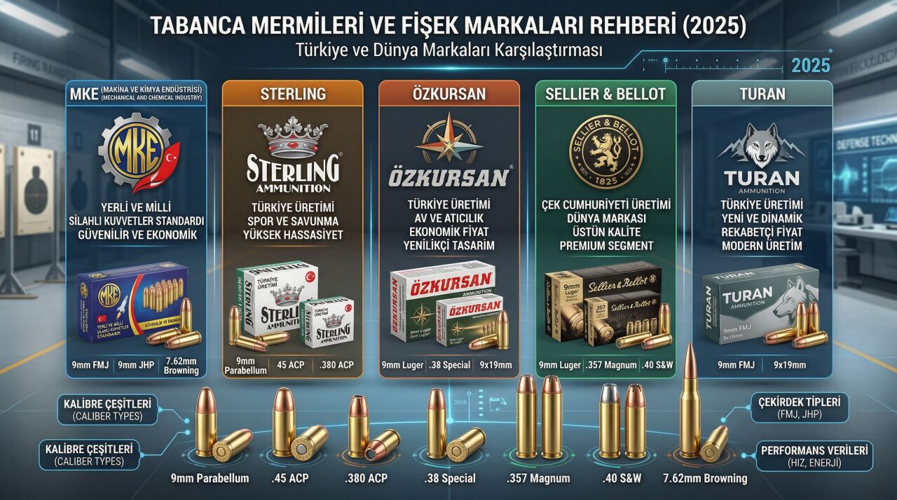 Tabanca Mermileri ve Fişek Markaları: MKE, Sterling, Özkursan, Sellier & Bellot, Turan Rehberi (2026)