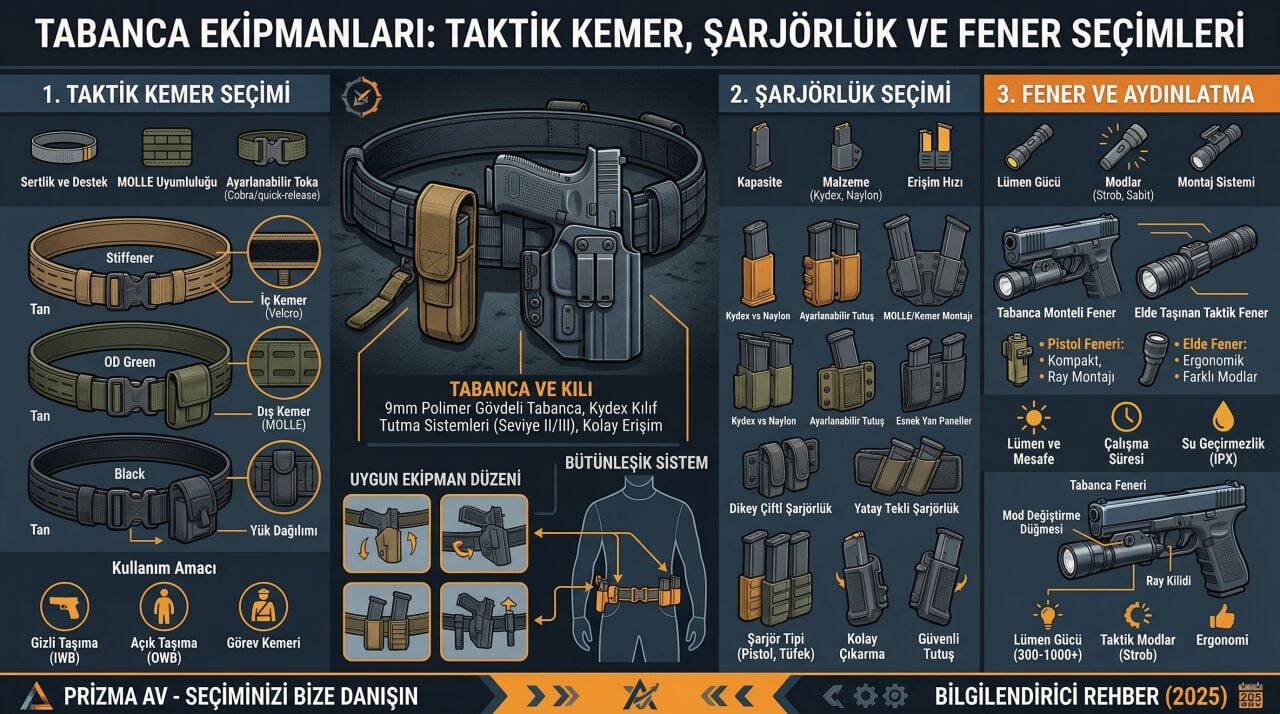 Tabanca Ekipmanları: Taktik Kemer, Şarjörlük ve Fener Seçimleri