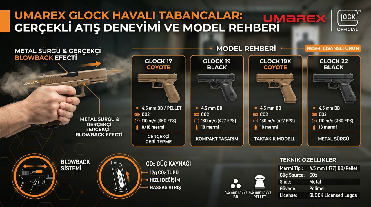 Umarex Glock Havalı Tabancalar: Gerçekçi Atış Deneyimi ve Model Rehberi
