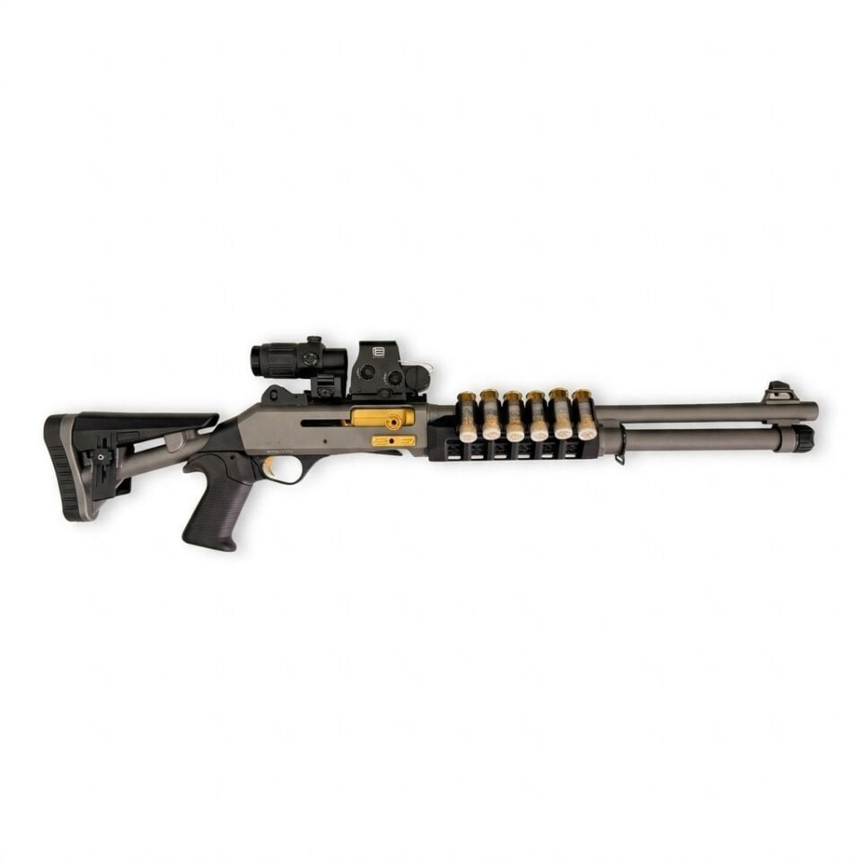 Aksa Crossfire S4 Extreme Combo Set - 558 red dot ve G33 büyüteç takılı yandan görünüm (fişekler sete dahil değildir)