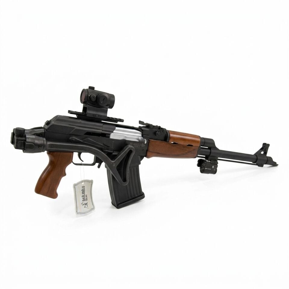 Dağlıoğlu FD 63 LUX Combo Set - dipçik katlı, R5 red dot takılı açılı görünüm