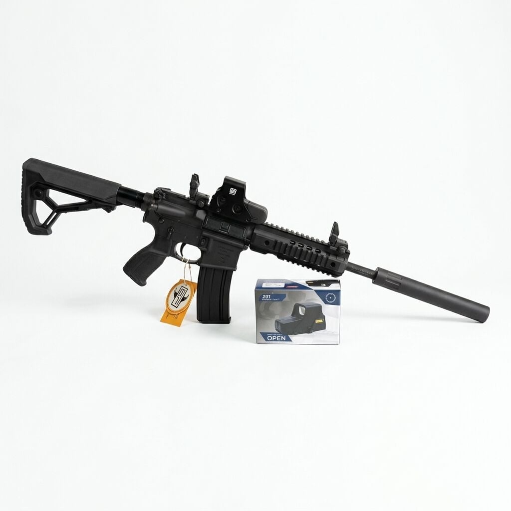 Husan Arms M71 Siyah Combo Set - 551 red dot takılı yandan görünüm ve 551 kutusu