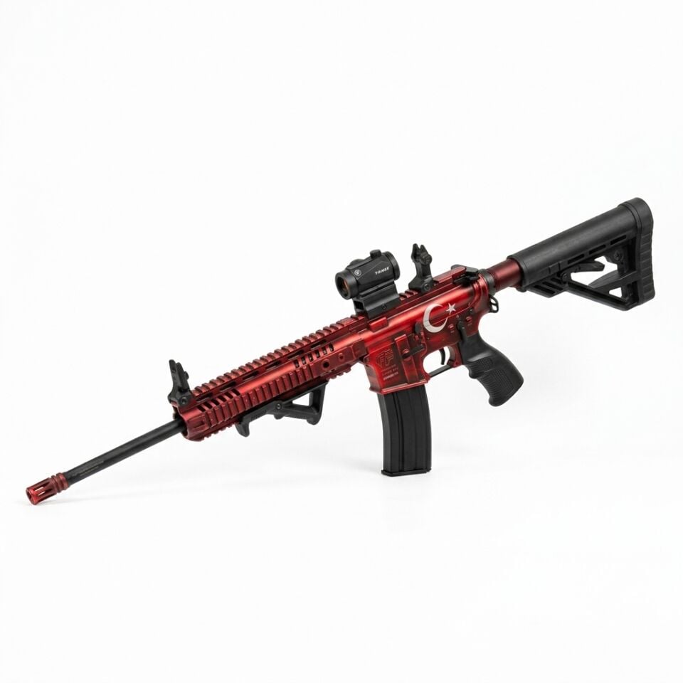 Aksa Crossfire T-14 Combo Set - R5 red dot takılı açılı görünüm, namlu önde