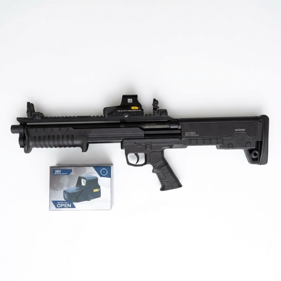 Hatsan Escort BULLTAC PX 12 Combo Set - diğer yandan görünüm, 551 red dot takılı ve kutusu