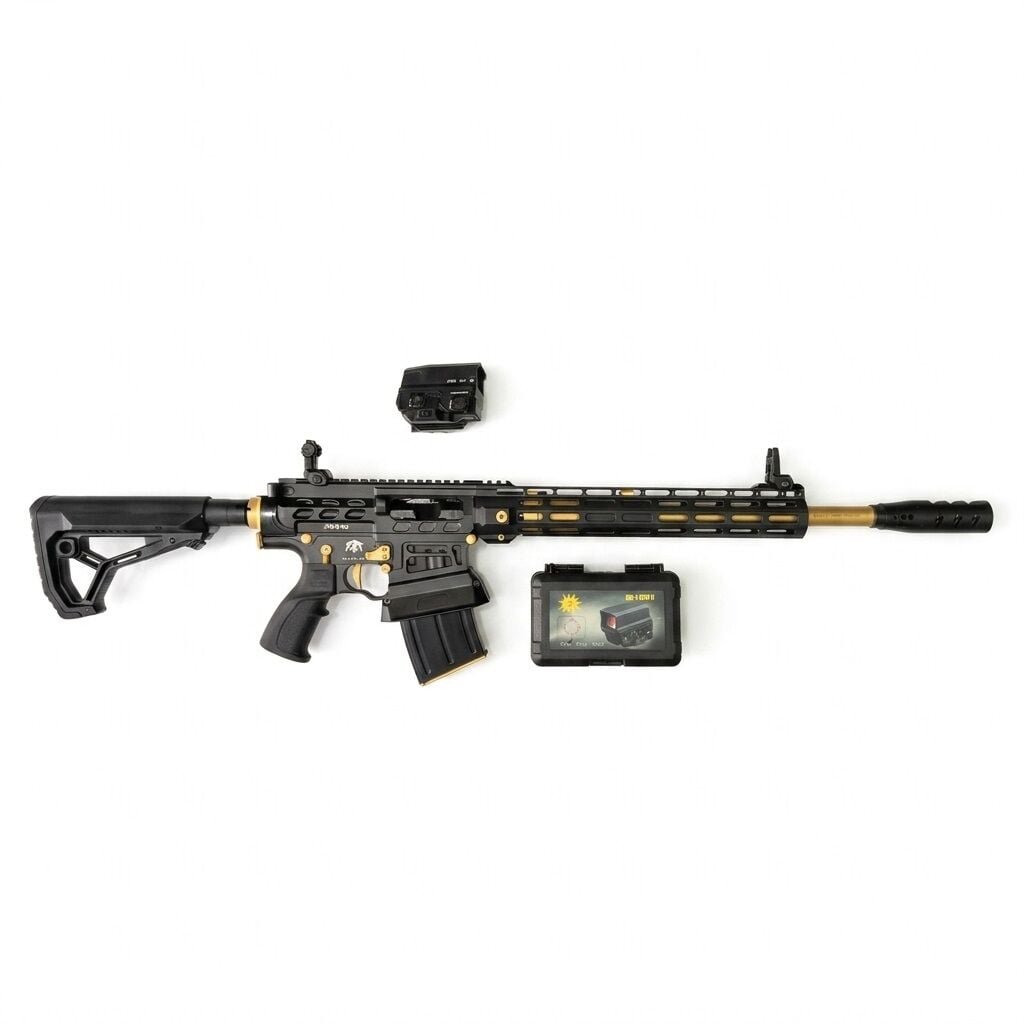 Huğlu XR8 PRO Gold IPSC Combo Set - av tüfeği ve kutusuyla T-Eagle UH-1 Version II red dot