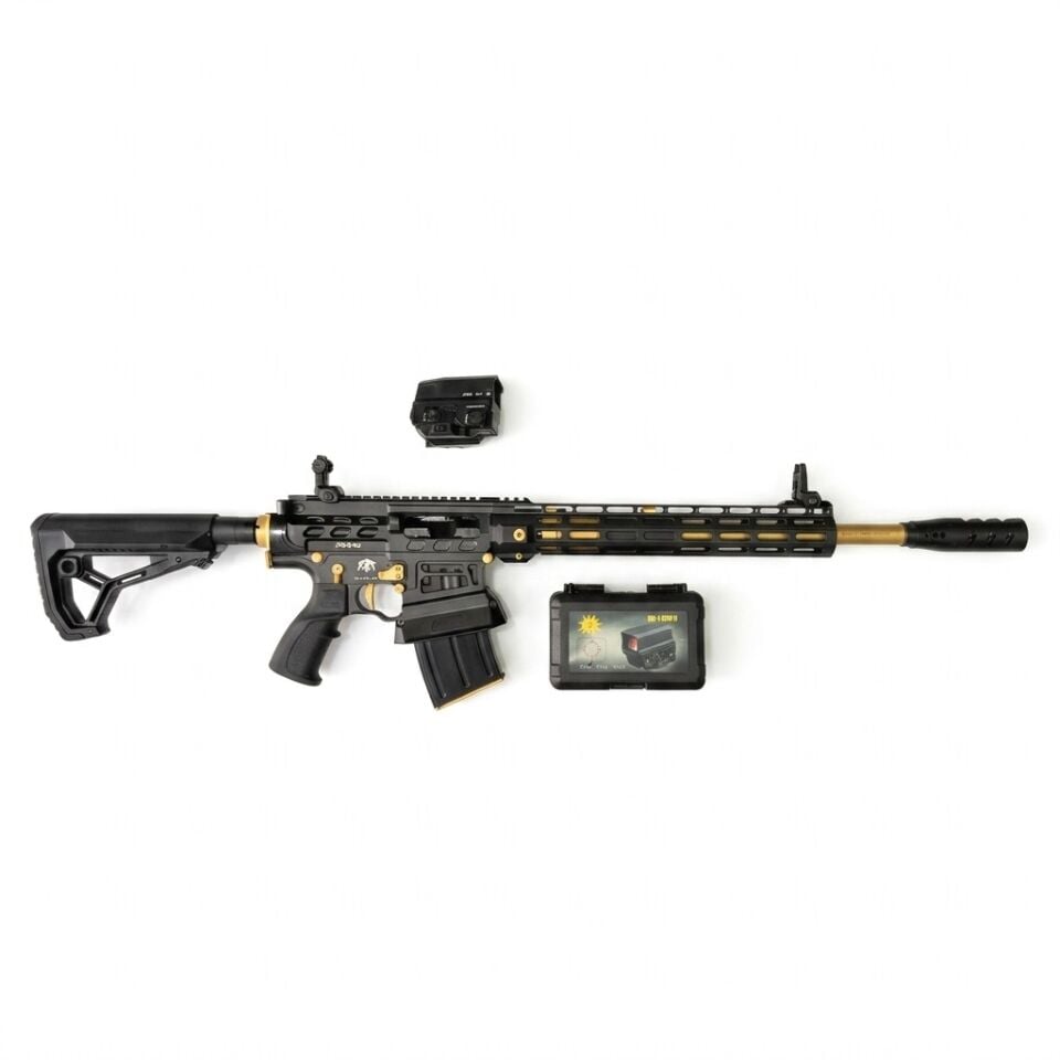 Huğlu XR8 PRO Gold IPSC Combo Set - av tüfeği ve kutusuyla T-Eagle UH-1 Version II red dot