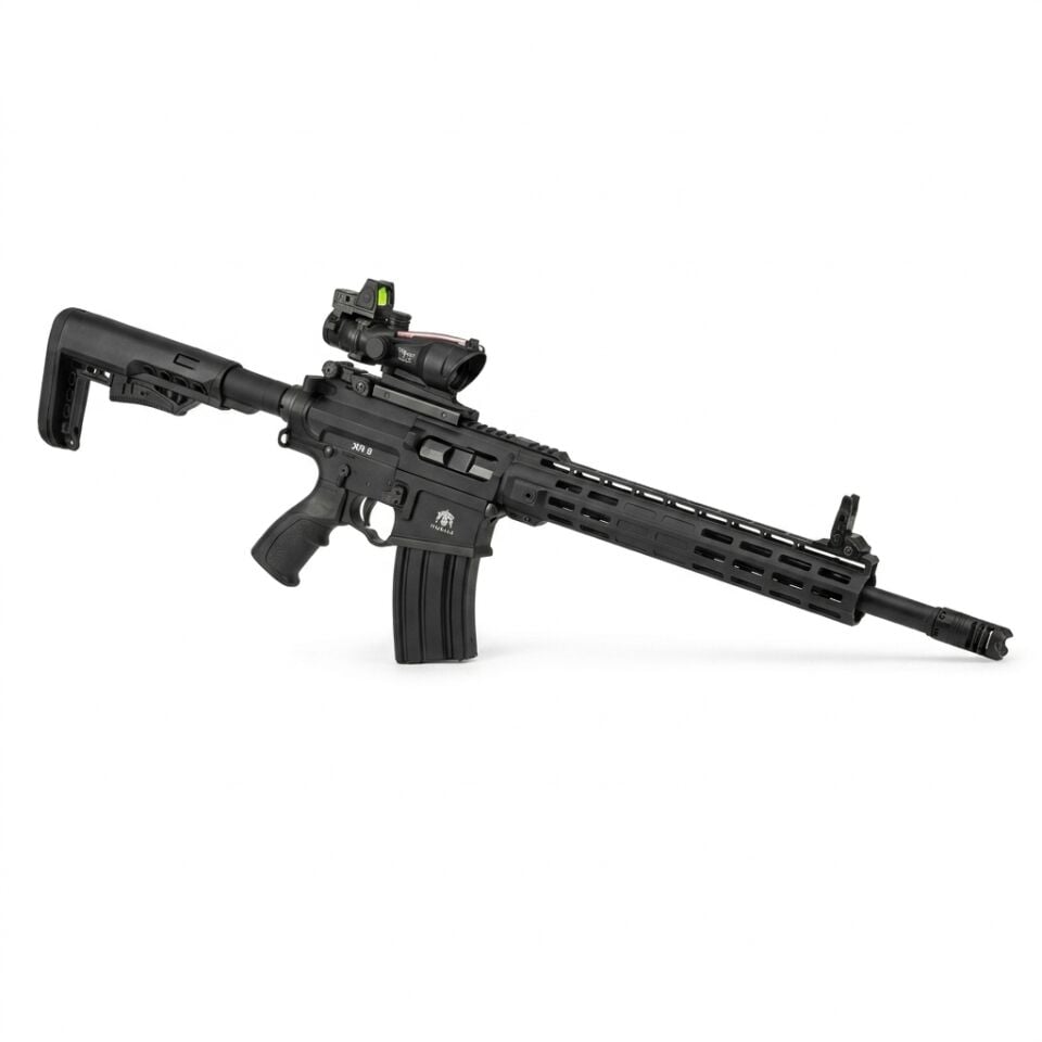 Huğlu XR8 Black Combo Set - ACOG 4x32 ve RMR takılı açılı görünüm