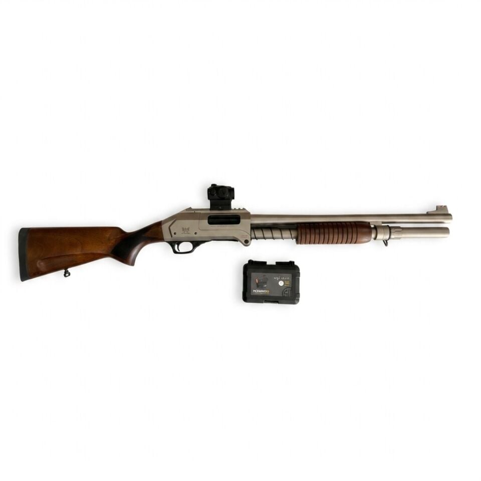 Axor Arms FP-F Marin Pompalı Combo Set - Romeo5 red dot takılı yandan görünüm ve Romeo5 kutusu