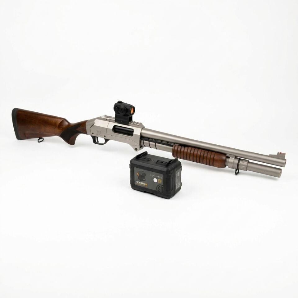 Axor Arms FP-F Marin Pompalı Combo Set - Romeo5 red dot takılı açılı görünüm ve Romeo5 kutusu