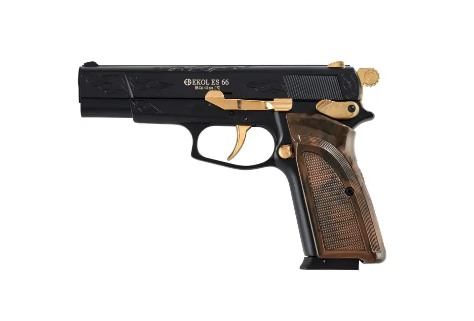 EKOL ES 66 Havalı Tabanca 4.5 mm - Mat Siyah Altın İşlemeli