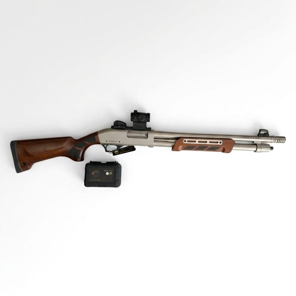 Derya CRYX12 Wood Marine Combo Set - R5 red dot takılı yandan görünüm ve R5 kutusu