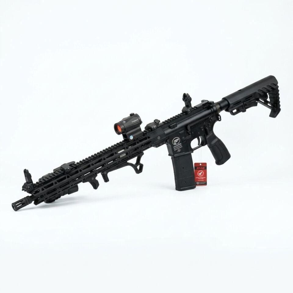Aksa T-14 Siyah Modifiye Combo Set - diğer yandan açılı görünüm, R5 red dot ve handstoplar takılı