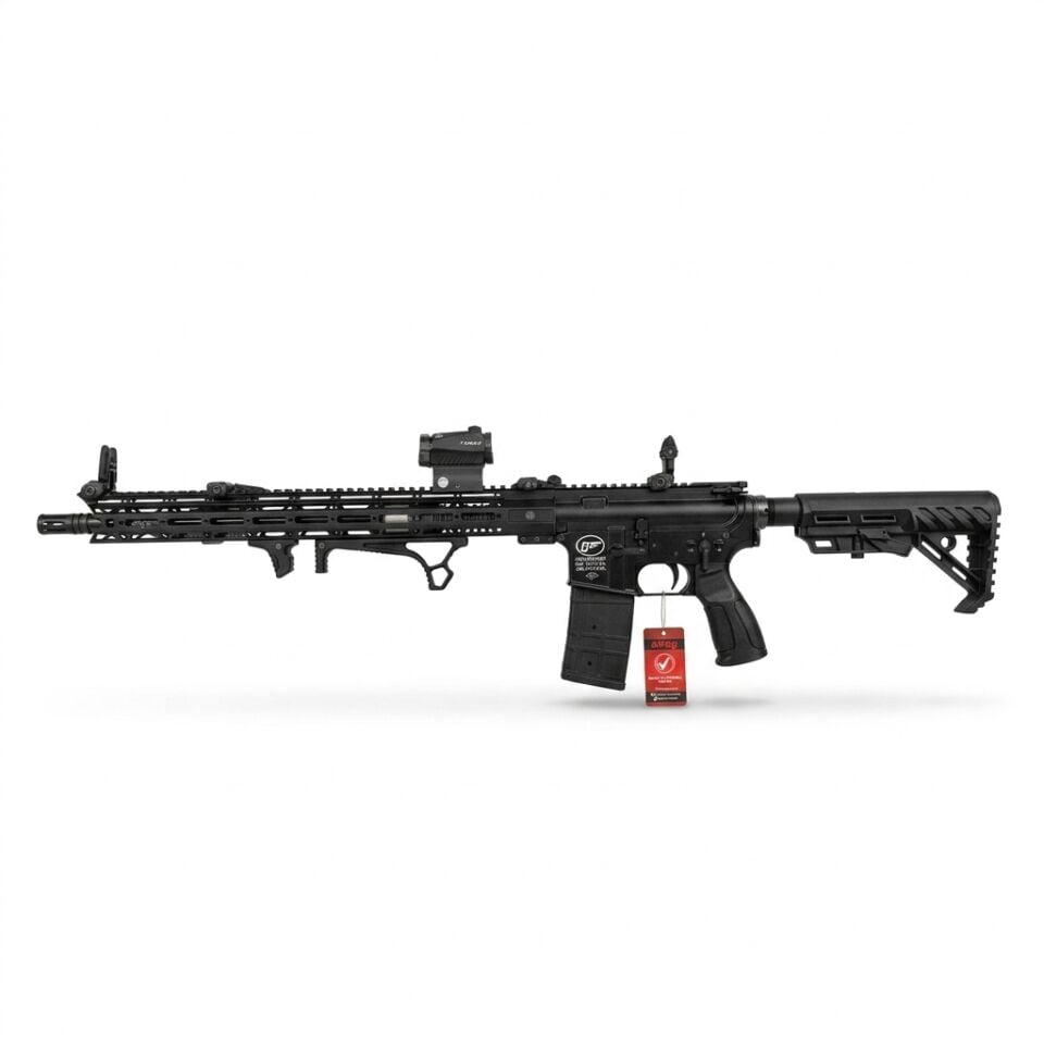 Aksa T-14 Siyah Modifiye Combo Set - diğer yandan tam görünüm, R5 red dot ve handstoplar takılı