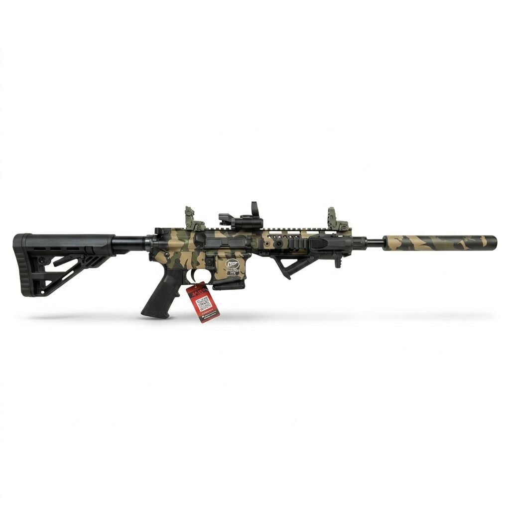 Aksa T-14 Kamuflaj Combo Set - HD101B red dot, WML fener ve açılı el tutamağı takılı yandan tam görünüm