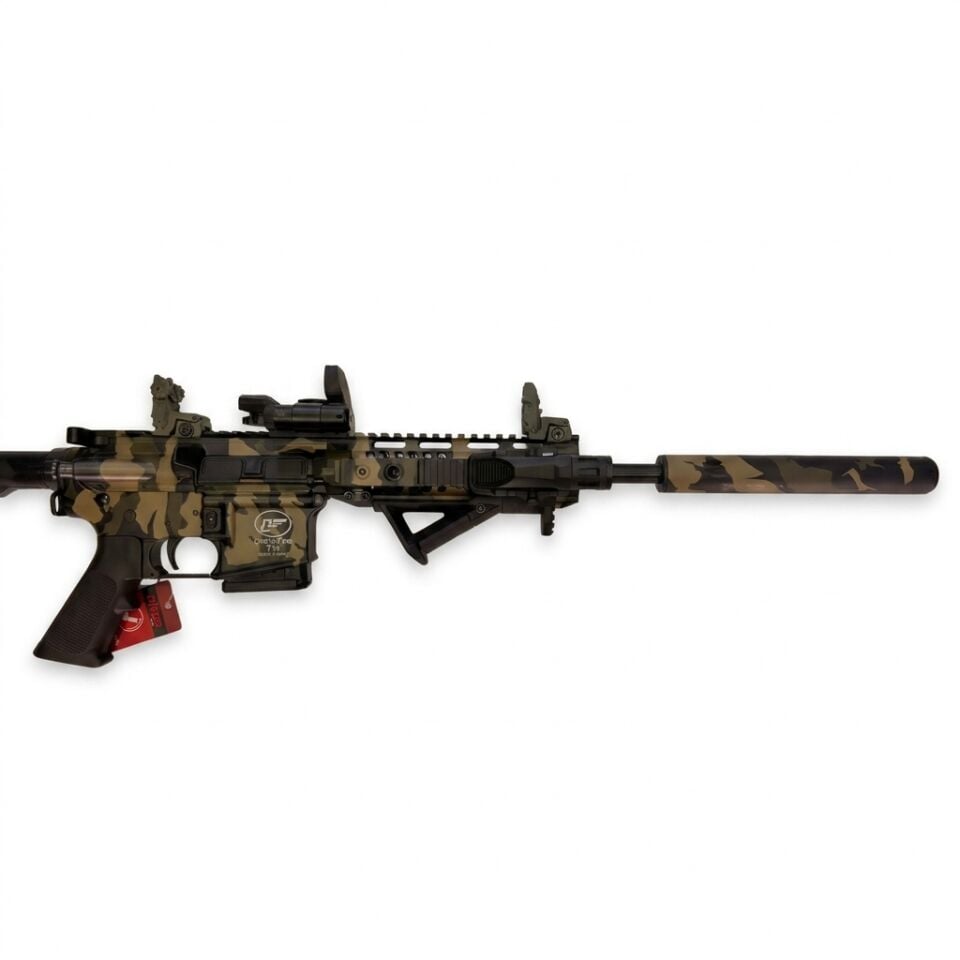 Aksa T-14 Kamuflaj Combo Set - yandan kamuflaj desenli gövde ve namlu koruması yakın görünüm