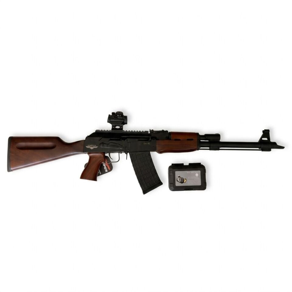 Sniper SN-12 Wood Black Combo Set - 102T red dot takılı yandan görünüm ve 102T kutusu
