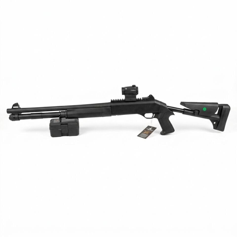 Aselkon Stato-4 GT Combo Set - beyaz zeminde diğer yandan görünüm, R5 red dot takılı ve R5 kutusu