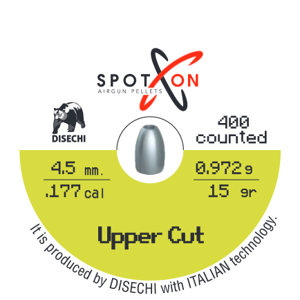 Spoton Upper Cut 4,5 mm Havalı Saçma - kutu etiketi; 400 adet, 4,5 mm, 0,972 g / 15 grain