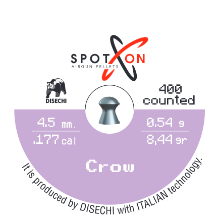 Spoton Crow 4,5 mm Havalı Saçma - kutu etiketi; 400 adet, 4,5 mm, 0,54 g / 8,44 grain