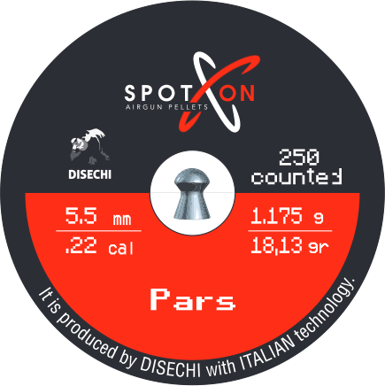 Spoton Pars 5,5 mm Havalı Saçma - kutu etiketi; 250 adet, 5,5 mm, 1,175 g / 18,13 grain
