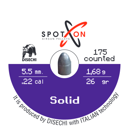 Spoton Solid 5,5 mm Havalı Saçma - kutu etiketi; 175 adet, 5,5 mm, 1,68 g / 26 grain