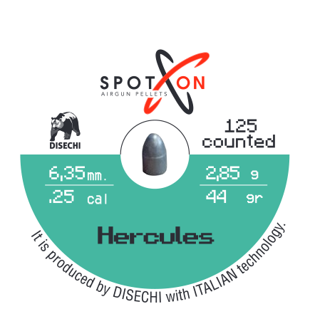 Spoton Hercules 6,35 mm Havalı Saçma - kutu etiketi; 125 adet, 6,35 mm, 2,85 g / 44 grain