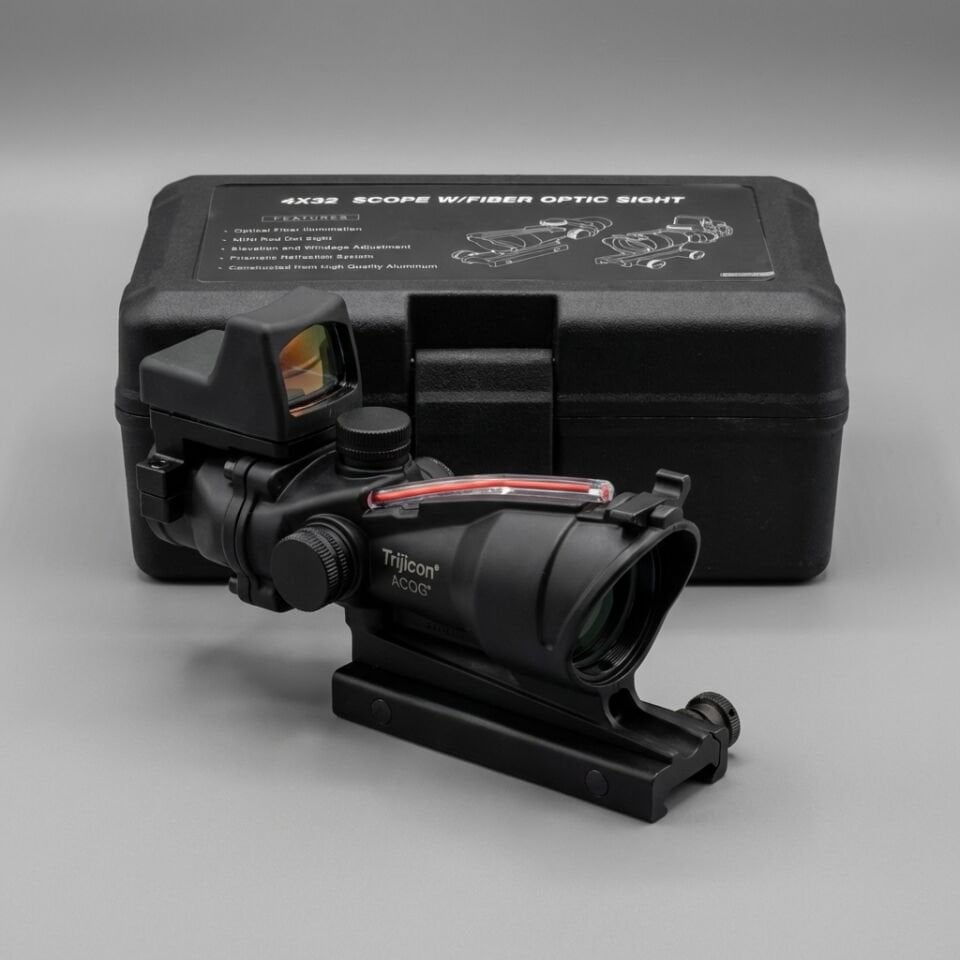 ACOG 4x32 Taktik Dürbün ve RMR Red Dot Combo (Red Fiber Optik)