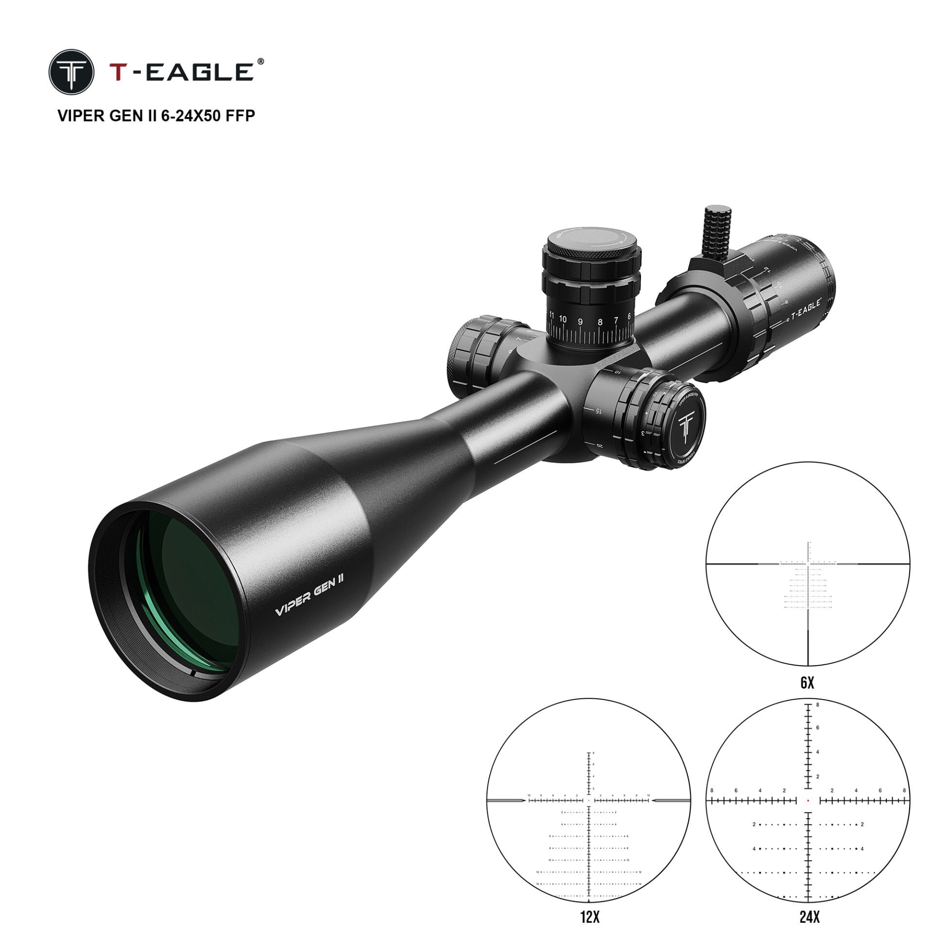 T-Eagle VIPER GENII 6-24x50 FFP Hassas Atış Taktik Dürbün