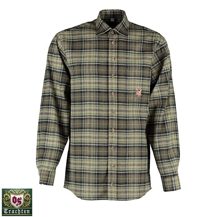 T. OS-Trachten Yeşil Erkek Gömleği Uzun Kol 43/44