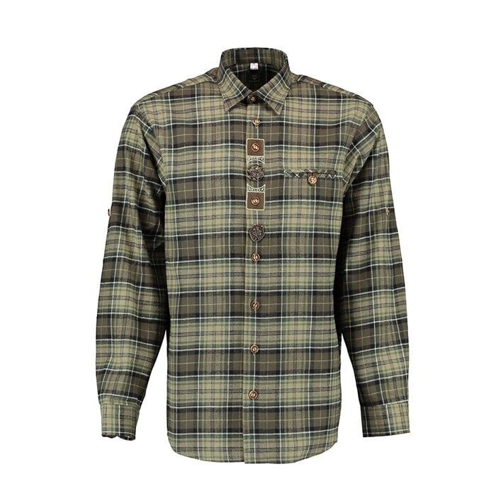 T. OS-Trachten Yeşil Erkek Gömleği Uzun Kol 37/38