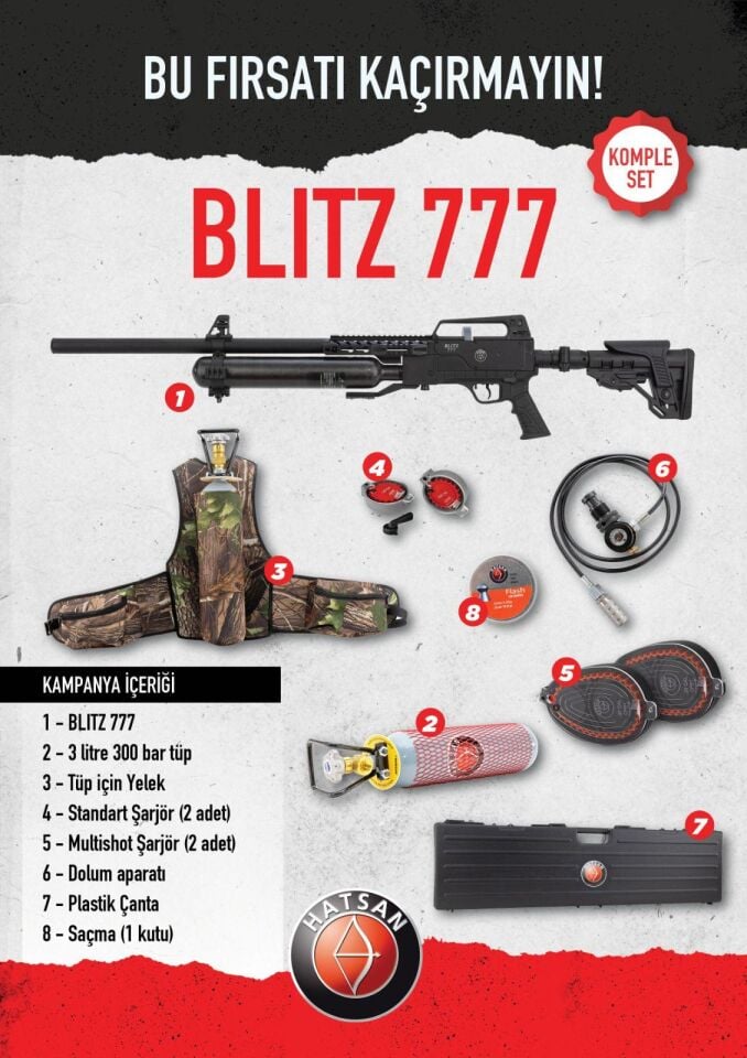 Hatsan Blitz 777 Tam Otomatik PCP Tüfek Full Set